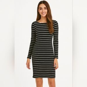 Amuse Society Little Black Stripe‎ Body Fitted Knee Length Womens Dress Size MD